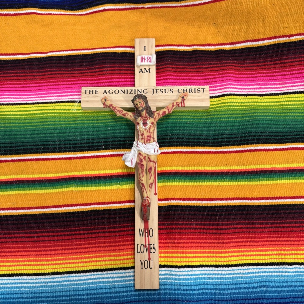 Association of the Precious Blood Agonizing Crucifix American Pine Wood 17.5in